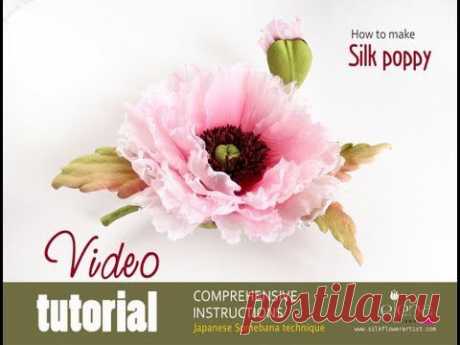 Video tutorial how to make silk poppy in japanese techniques - YouTube