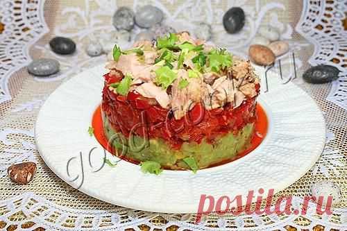 Хорошая кухня - салат с авокадо, болгарским перцем и тунцом. Кулинарная книга рецептов. Салаты, выпечка.