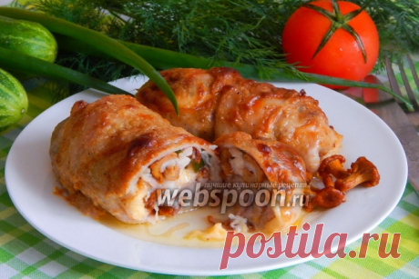 Куриные конвертики с лисичками, сыром и луком рецепт с фото, как приготовить на Webspoon.ru