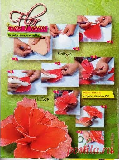 Еще цветы и бабочки из капроновых колгот