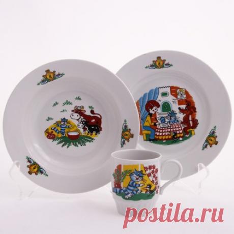 Набор детской посуды 1/3 Простоквашино, ф. Русское поле Дулёвский фарфор Д05182 – купить с доставкой на Posuda40.ru
