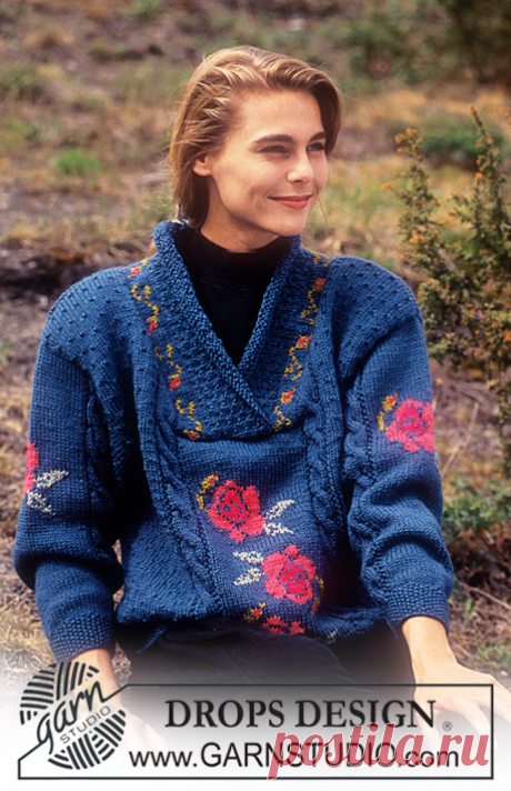 DROPS 28-21 - DROPS jumper with roses in “Alaska”. - Free pattern by DROPS Design