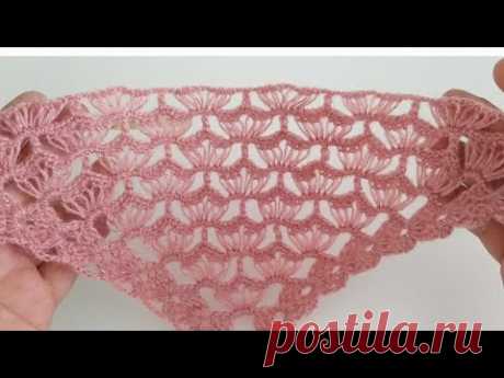 TIĞ İŞİ YENİ ÜÇGEN ŞAL #318  💛🌈⭐ MODELO DE TEJIDO DE CROCHET 💕⭐UYARLAMA ÖRGÜ YOLUM  #örgüyolum