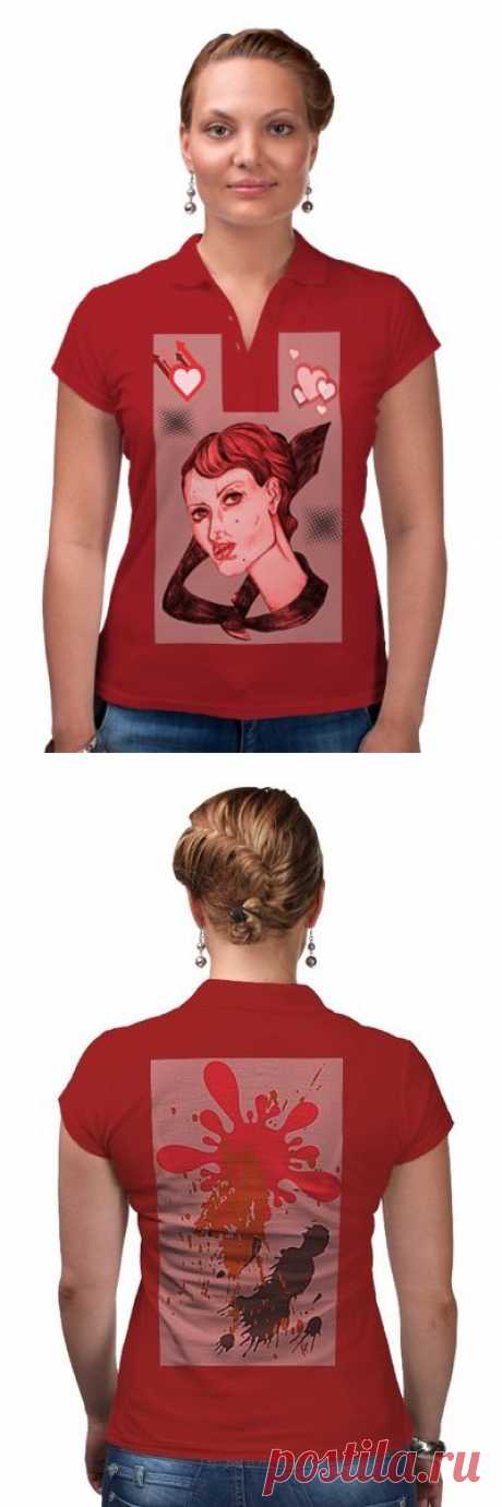 Рубашка Поло (Женская) &quot;Девушка в галстуке.&quot; от Printissimo - Printio