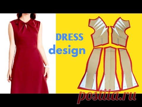 Hướng dẫn cắt may Đầm kiểu xếp ly cổ nơ liền cực thời trang |dress design |lena Sewing |