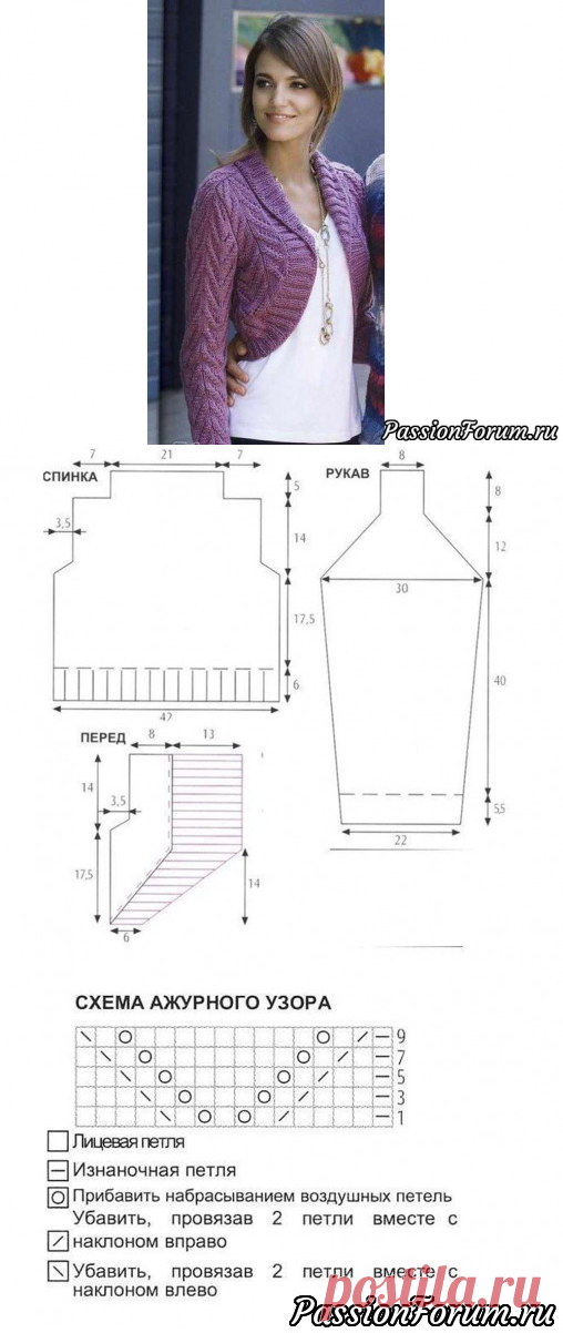 Болеро. Описание - запись пользователя Галина (Гала) в сообществе Вязание спицами в категории Вязание для женщин спицами. Схемы вязания спицами