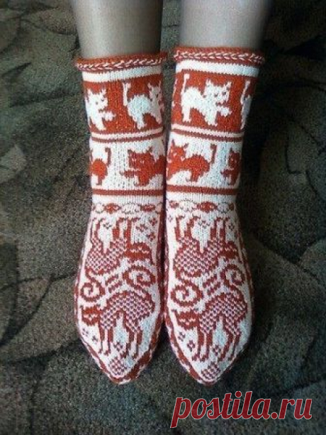 Жаккардовые носочки «Кошки» (Вязание спицами) Жаккардовые носочки «Кошки»//pagead2.googlesyndication.com/pagead/js/adsbygoogle.js (adsbygoogle = window.adsbygoogle || []).push({});