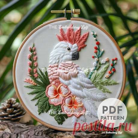 Patrón de bordado a mano de cacatúa, patrón de loro cacatúa, patrón de pájaro tropical, patrón de bordado a mano en PDF, bordado de pájaro, mascota cacatúa - Etsy España