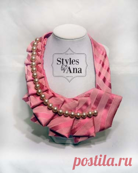 Rose Pink Unique NecktieNecklace ScarfRepurposed by stylesbyana