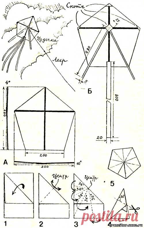 Пяти сторонний воздушный змей - Для умелых рук