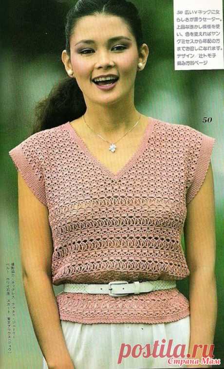Ажурный топ с треугольным вырезом. Крючок. - ВЯЗАНАЯ МОДА+ ДЛЯ НЕМОДЕЛЬНЫХ ДАМ - Страна Мам