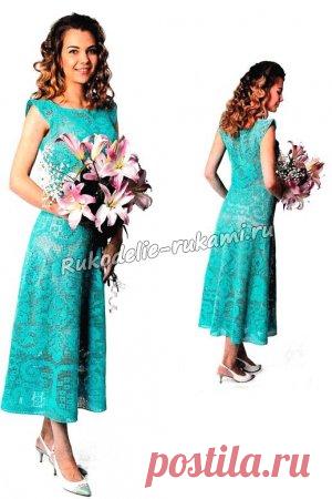 Бирюзовое платье крючком