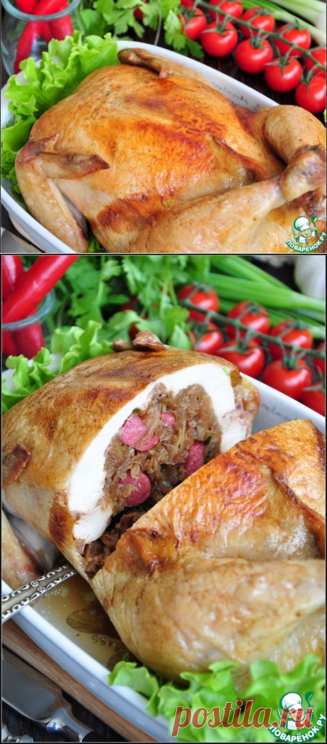 Фаршированная курица без костей – кулинарный рецепт