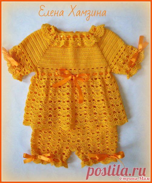 Ажурный комплект ярко-желтого цвета. Автор МК - Елена Хамзина - Вязание - Страна Мам