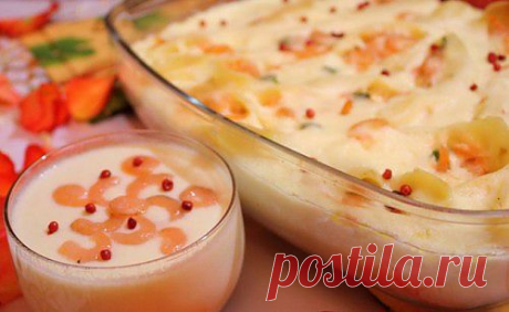 Ракушки с креветками под сырным соусом / Простые рецепты