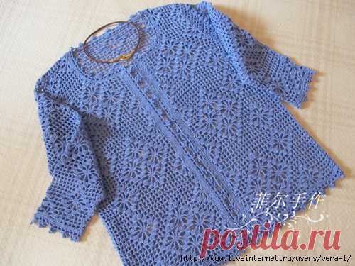 Ажурный жакет крючком