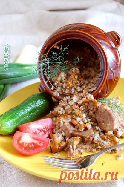Гречка в горшочке, с мясом и грибами - пошаговый рецепт с фото