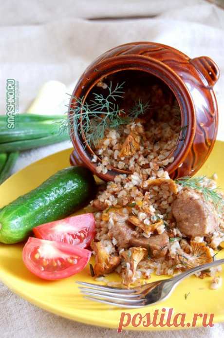 Гречка в горшочке, с мясом и грибами - пошаговый рецепт с фото