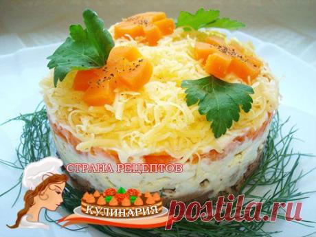 Слоеный салат из куриной печени