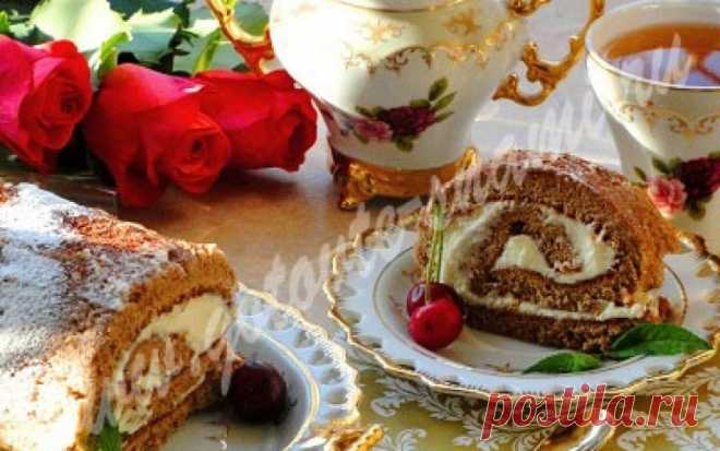 Шоколадный рулет со сливочным кремом | Готовьте с нами