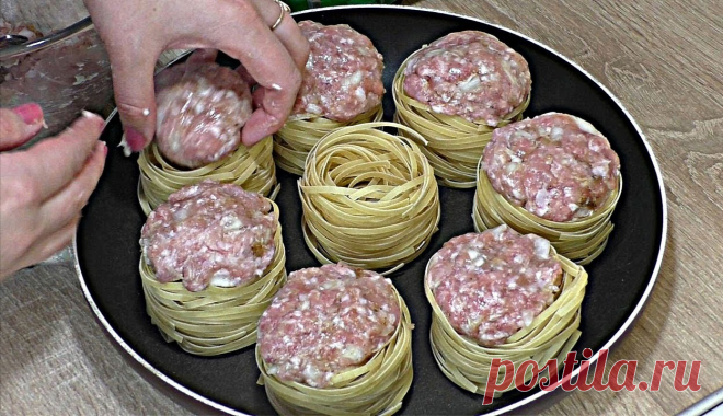 ГНЁЗДА ИЗ МАКАРОН с фаршем. Вкусный ужин за 30 минут!