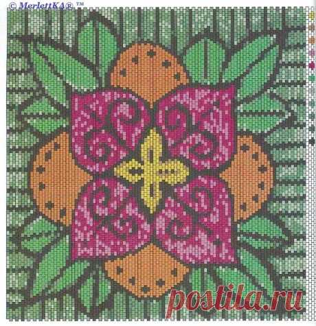 Бисер - 11 орнаментарных и цветочных схем для ткачества и вышивки