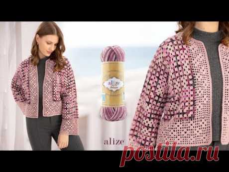 Шестиугольный кардиган с Alize Superwash Artisan