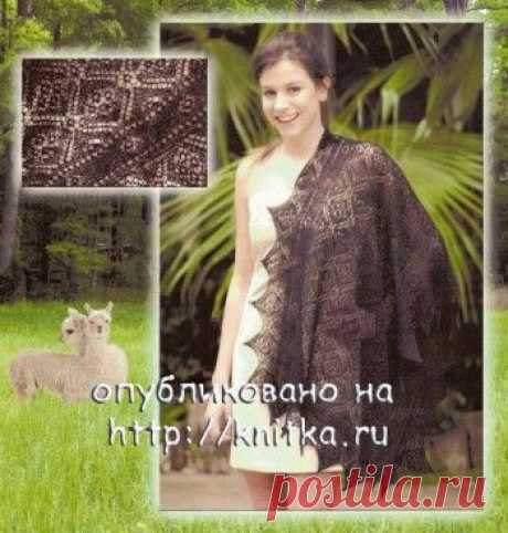 Коричневая ажурная шаль, Вязание для женщин