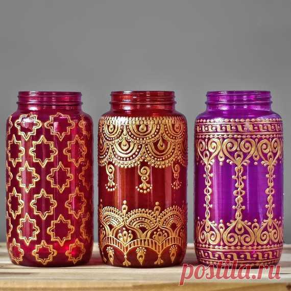 Bohemian Patio Outdoor Lantern Colorful Mason Jar