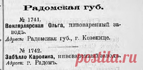Радомская губ. Пивоваренное производство