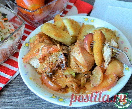 Курица с виноградом и яблоками Кулинарный рецепт
