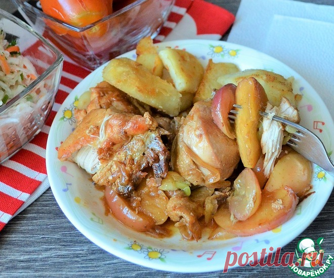 Курица с виноградом и яблоками Кулинарный рецепт