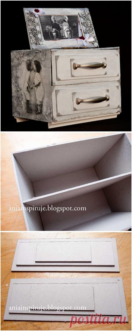 Комодик и рамочка для фотографий из картона. Мастер-класс