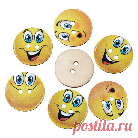 FUNIQUE Декоративные Деревянные Кнопки Улыбающееся Лицо Круглые 2 Отверстия Для Ремесло Швейные Скрапбукинг Случайно Смешали 24 мм 50 Шт. 2017 новый купить на AliExpress
