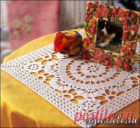Квадратная салфетка крючком вязаная | вязание