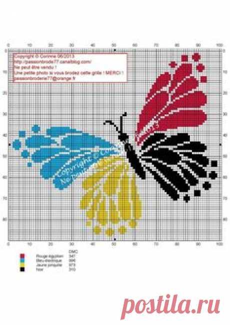 Бабочки 4 Couleurs (4 цвета бабочки), предназначенные Коринн Thulmeaux, Passion Broderie 77 блоггер.