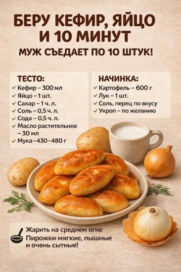 Пирожки на кефире с картофельной начинкой