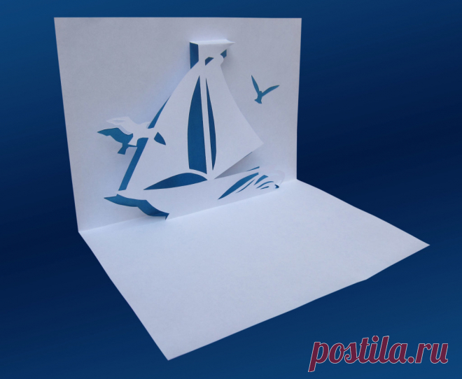 Шаблон киригами Кораблик | Kirigami-pop-up