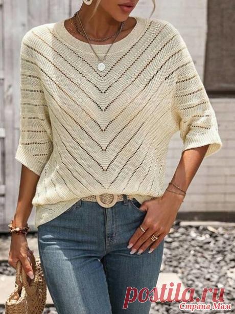 Джемпер с цельновязанным рукавом "летучая мышь" - Вязание - Страна Мам