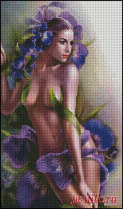 Схема - Іриси - Схеми для вишивання хрестиком, бісером - Фото, схеми для вишивання - ПАНІ