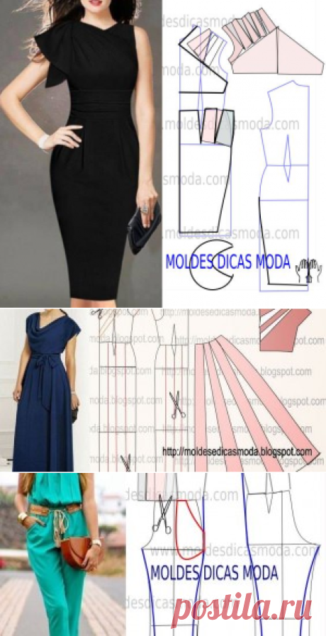 MOLDE VESTIDO PRETO -228 - Moldes Moda por Medida