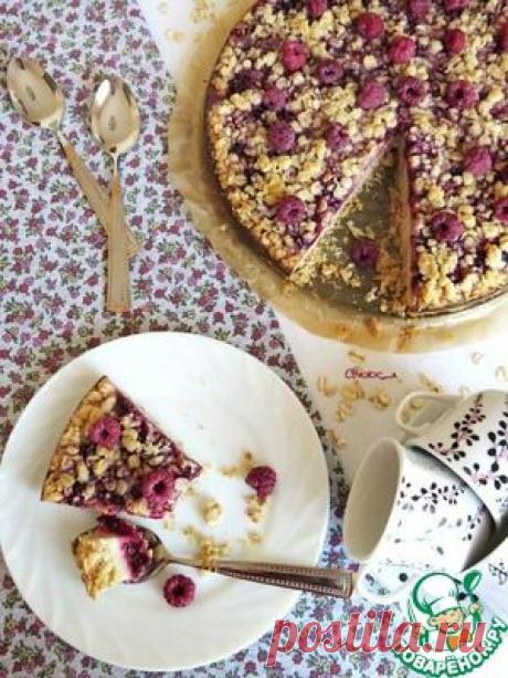 Пирог из овсянки с малиновым джемом и малиной - кулинарный рецепт
