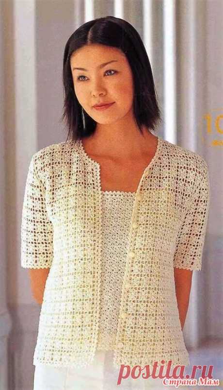 Нежная ажурная двойка из топа и жакета. Крючок. 3822_let`s_knit_series 2000