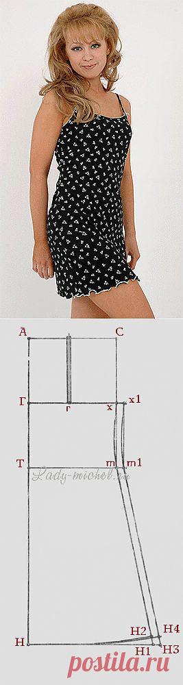 Как построить чертеж выкройки и сшить летнюю ночную сорочку.