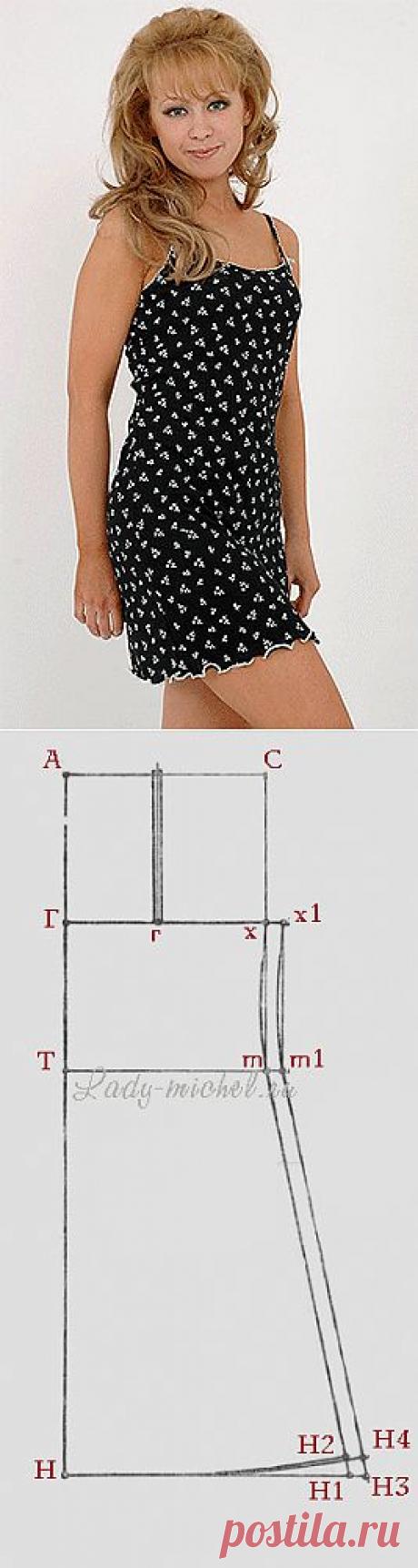 Как построить чертеж выкройки и сшить летнюю ночную сорочку.