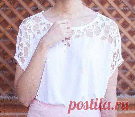 Идея переделки майки в кружевной шедевр