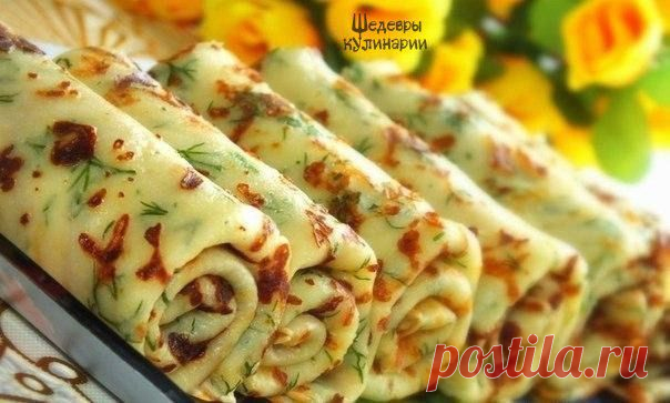 Сырные блины с зеленью