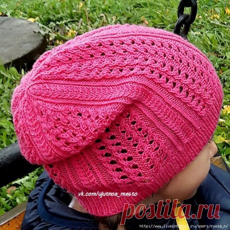 Шапка на весну спицами "Lupinus" by Pavlova Svetlana.