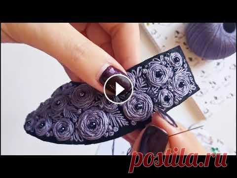 Объемная вышивка Embroidery вышивка гладью Кусочек процесса вышивания съемного воротника....