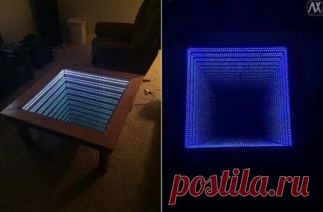 Столик бесконечности из зеркал и подсветки. / Взлом логики